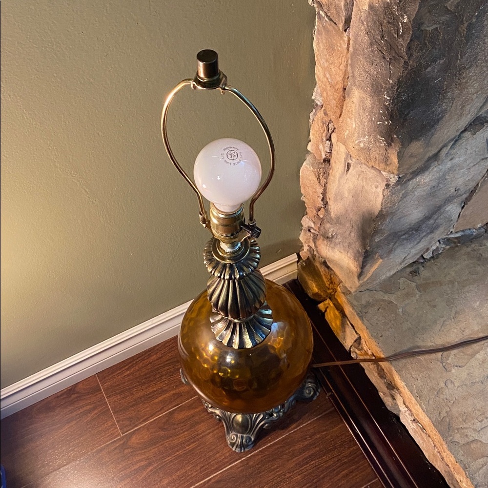 Vintage Amber Glass Table Lamp